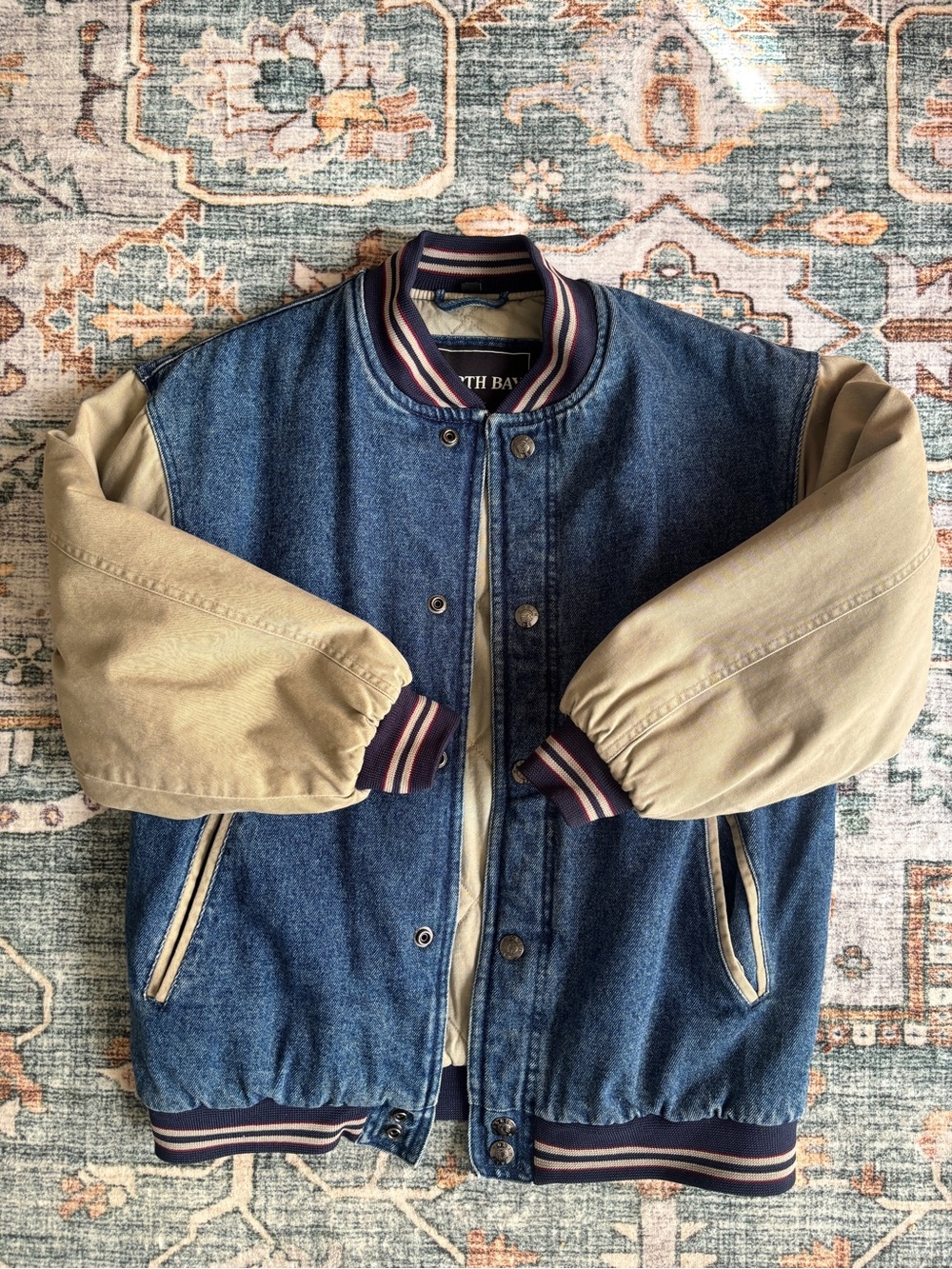 Vintage Kids Two-Tone Denim & Tan Bomber Jacket by North Bay